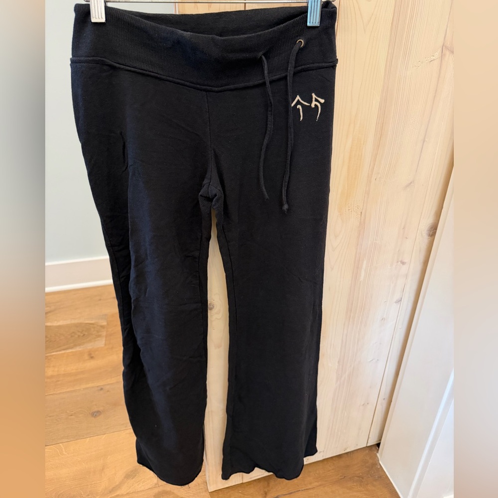 Green Apple black wide leg pants with drawstring waist, S